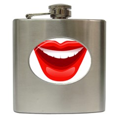 Smile Lips Transparent Red Sexy Hip Flask (6 Oz) by Mariart