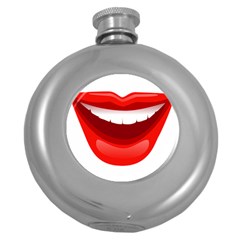 Smile Lips Transparent Red Sexy Round Hip Flask (5 Oz) by Mariart