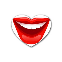 Smile Lips Transparent Red Sexy Rubber Coaster (heart)  by Mariart