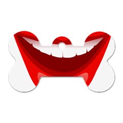 Smile Lips Transparent Red Sexy Dog Tag Bone (two Sides) by Mariart