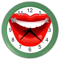 Smile Lips Transparent Red Sexy Color Wall Clocks by Mariart