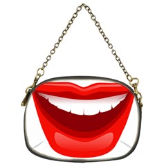 Smile Lips Transparent Red Sexy Chain Purses (two Sides)  by Mariart