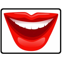 Smile Lips Transparent Red Sexy Fleece Blanket (large) 