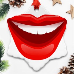 Smile Lips Transparent Red Sexy Ornament (snowflake) by Mariart