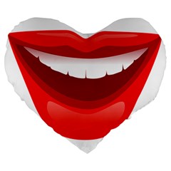 Smile Lips Transparent Red Sexy Large 19  Premium Heart Shape Cushions by Mariart