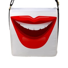 Smile Lips Transparent Red Sexy Flap Messenger Bag (l)  by Mariart