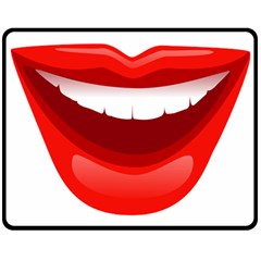 Smile Lips Transparent Red Sexy Double Sided Fleece Blanket (medium)  by Mariart