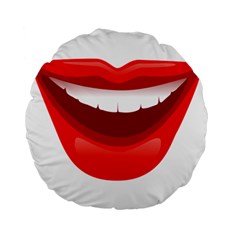 Smile Lips Transparent Red Sexy Standard 15  Premium Flano Round Cushions by Mariart