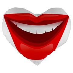 Smile Lips Transparent Red Sexy Large 19  Premium Flano Heart Shape Cushions by Mariart