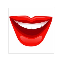 Smile Lips Transparent Red Sexy Small Satin Scarf (square) by Mariart