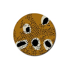 Surface Patterns Spot Polka Dots Black Rubber Round Coaster (4 Pack) 