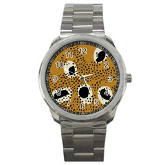 Surface Patterns Spot Polka Dots Black Sport Metal Watch by Mariart