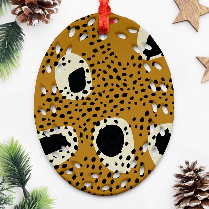 Surface Patterns Spot Polka Dots Black Ornament (Oval Filigree)