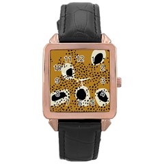 Surface Patterns Spot Polka Dots Black Rose Gold Leather Watch  by Mariart