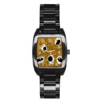 Surface Patterns Spot Polka Dots Black Stainless Steel Barrel Watch Front