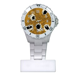 Surface Patterns Spot Polka Dots Black Plastic Nurses Watch by Mariart