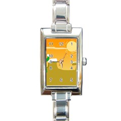 Sunrise Sunset Desert Sun Light Orange Ice Snow Rectangle Italian Charm Watch by Mariart