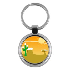 Sunrise Sunset Desert Sun Light Orange Ice Snow Key Chains (round)  by Mariart