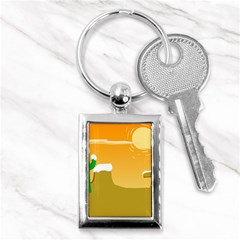 Sunrise Sunset Desert Sun Light Orange Ice Snow Key Chains (rectangle)  by Mariart