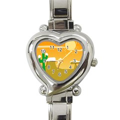 Sunrise Sunset Desert Sun Light Orange Ice Snow Heart Italian Charm Watch by Mariart