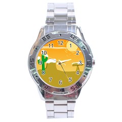 Sunrise Sunset Desert Sun Light Orange Ice Snow Stainless Steel Analogue Watch by Mariart