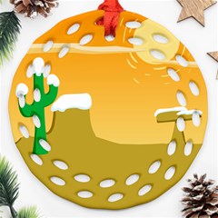 Sunrise Sunset Desert Sun Light Orange Ice Snow Ornament (round Filigree)