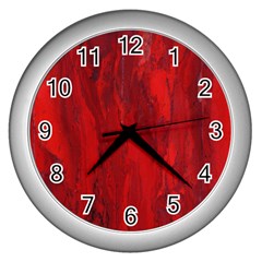 Stone Red Volcano Wall Clocks (silver) 