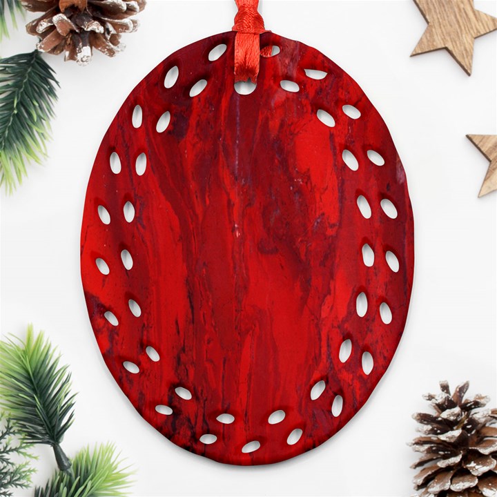 Stone Red Volcano Ornament (Oval Filigree)