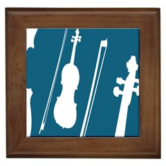 Violin Music Blue Framed Tiles by Mariart