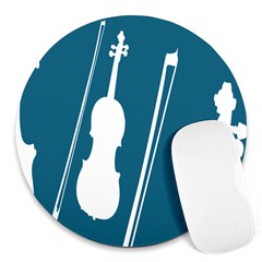 Violin Music Blue Round Mousepads by Mariart