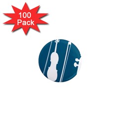 Violin Music Blue 1  Mini Magnets (100 Pack) 