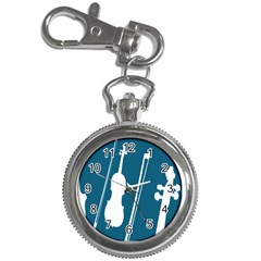 Violin Music Blue Key Chain Watches