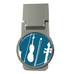 Violin Music Blue Money Clips (round) 