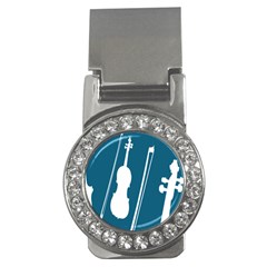 Violin Music Blue Money Clips (cz)  by Mariart