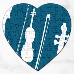 Violin Music Blue Jigsaw Puzzle (heart) by Mariart