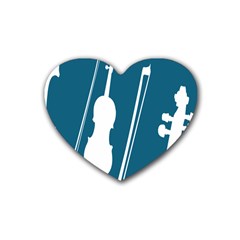 Violin Music Blue Heart Coaster (4 Pack)  by Mariart