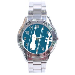 Violin Music Blue Stainless Steel Analogue Watch