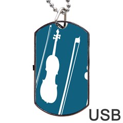 Violin Music Blue Dog Tag Usb Flash (two Sides)