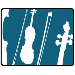 Violin Music Blue Double Sided Fleece Blanket (medium)  by Mariart