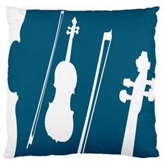 Violin Music Blue Large Flano Cushion Case (two Sides) by Mariart