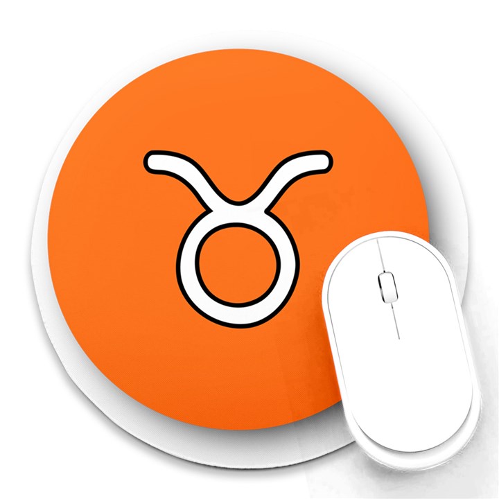 Taurus Symbol Sign Orange Round Mousepads