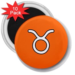 Taurus Symbol Sign Orange 3  Magnets (10 Pack) 