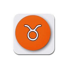 Taurus Symbol Sign Orange Rubber Square Coaster (4 Pack) 