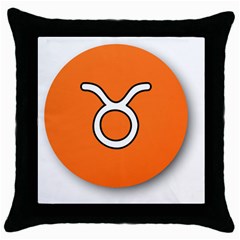 Taurus Symbol Sign Orange Throw Pillow Case (black) by Mariart