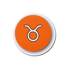 Taurus Symbol Sign Orange Rubber Coaster (round) 