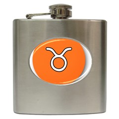 Taurus Symbol Sign Orange Hip Flask (6 Oz) by Mariart