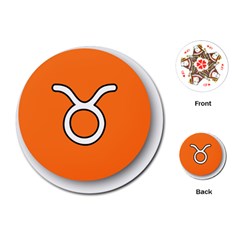 Taurus Symbol Sign Orange Playing Cards (round)  by Mariart