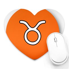 Taurus Symbol Sign Orange Heart Mousepads by Mariart