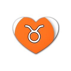 Taurus Symbol Sign Orange Heart Coaster (4 Pack)  by Mariart