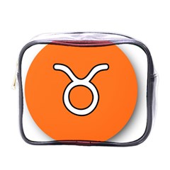 Taurus Symbol Sign Orange Mini Toiletries Bags by Mariart